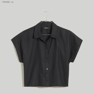 Madewell Black 100% Linen Dolman Button Down Shirt